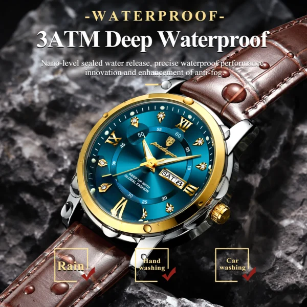 Luxury Man Wristwatch Waterproof Luminous Date Week Leather Watch For Men Sports Quartz Men's Watches Male Clock Reloj - Image 3