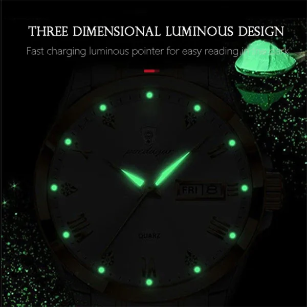 Top Original Men Quartz Watch Green Waterproof Watch For Men's Stainless Steel Man Luxury Watch Luminous Wristwatch - Image 3