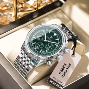 Top Luxury Men Watches Luminous Date Waterproof Chronograph Quartz Man Watch Stainless Steel Sport Military Men's Watch