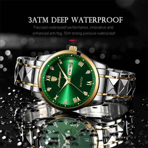 Top Original Men Quartz Watch Green Waterproof Watch For Men's Stainless Steel Man Luxury Watch Luminous Wristwatch - Image 2