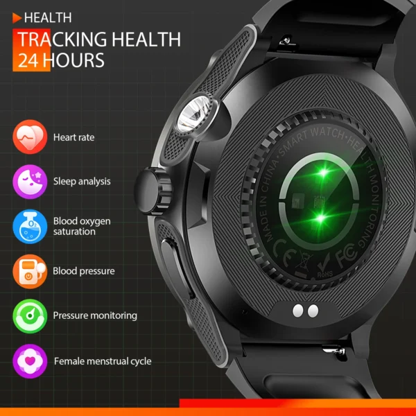Smart Watch 3ATM Waterproof 1.53" New KT76 Men Sport With Compass And LED Flashlight Heart Rate Sleep Analysis Bluetooth - Image 4