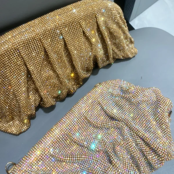 Shiny Rhinestones Handmade Evening Clutch Bags New Folds Purses and Handbags Luxury Designer Wedding Party High Quality - Image 10