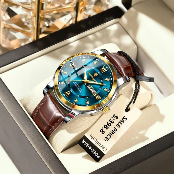 Luxury Man Wristwatch Waterproof Luminous Date Week Leather Watch For Men Sports Quartz Men's Watches Male Clock Reloj - Image 2