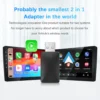 2in1 Wired to Wireless CarPlay Android Auto Adapter for OEM Car Stereo With USB Plug and Play