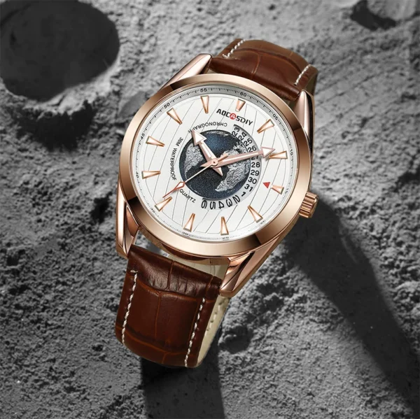 Luxury Mens Watches New Fashion Creative Earth Quartz Wristwatch Leather Sport Watch for Men Clock Relogio Masculino - Image 6