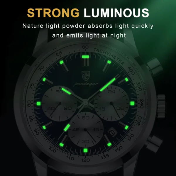 Fashion Luxury Man Watch Leather Luminous Waterproof Chronograph Men's Quartz Wristwatch Sport Military Watches For Men - Image 4