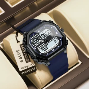 LED Sport Men Clock Dual Time Display Digital Week Date Square Man Watch Electronic Silicone Strap Men's Quartz Watches