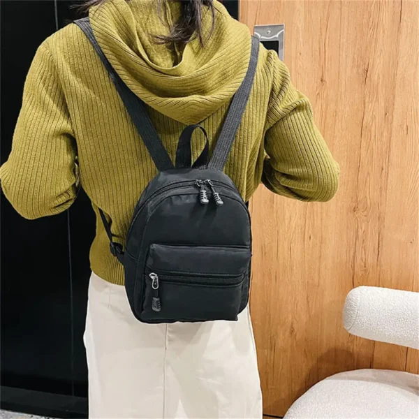 Korean Nylon holographic backpack Women Casual Solid Color Small Schoolbag Travel Bag For Teenager Student School Bag Back - Image 4