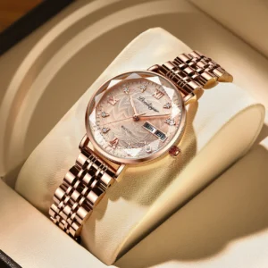 POEDAGAR Women Watch Stainless Steel Mesh Rose Gold Simple Waterproof Luminous Ladies Watches Luxury Quartz Elegant