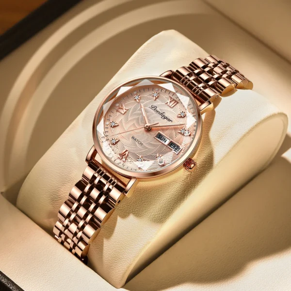 POEDAGAR Women Watch Stainless Steel Mesh Rose Gold Simple Waterproof Luminous Ladies Watches Luxury Quartz Elegant
